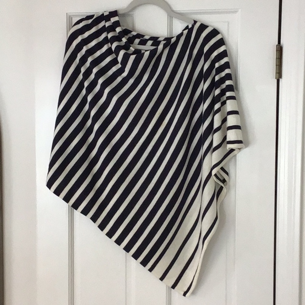 Striped Navy and White Draped Women’s Poncho.